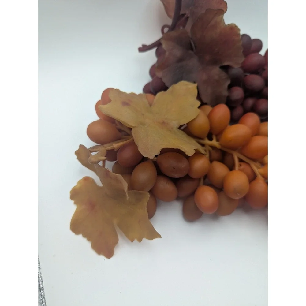 Vintage Style‎ Artificial Grape Clusters Burgundy Amber Faux Fruit Decor 2pc